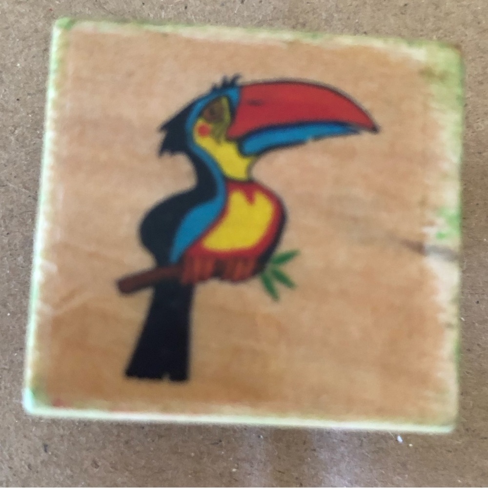 vtg toucan small rubber stamp